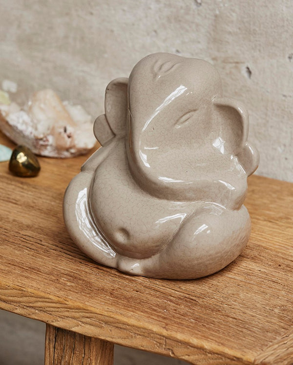 GANESHA figur i stentøj - h20 cm - beige - nordal.dk